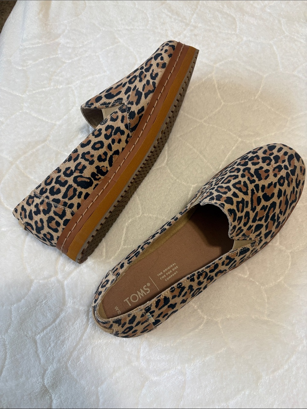 TOMS Leopard-Print Slip-On Loafers in Tan and Black